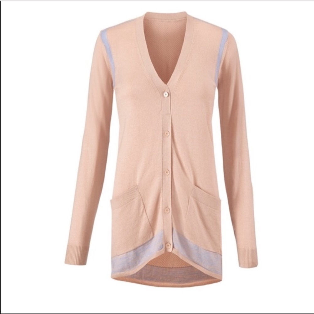 CAbi Lucy Cardigan Button Sweater in Salmon #5288